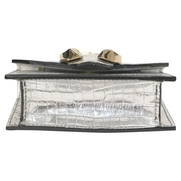 Jimmy Choo Mini Paris Metallic Croc-Embossed Super Mini Bag in Silver Leather - Picture 7 of 10